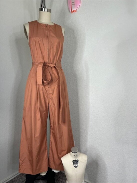 Ulla Johnson Pants - Ulla Johnson Marin Jumpsuit in Sedona Belted Darted Zip Front Sleeveless